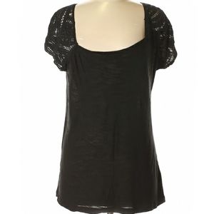 Anthropologie Crochet Sleeve Top